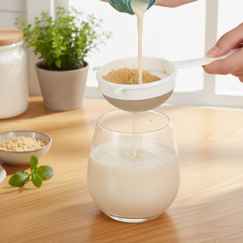 Plastic Mesh Strainer Set,4 Pcs Kefir Strainer Set Fine Sieve with Handle Plastic Non-Metal Sieve with Fine Mesh for Juice Yogurt Coffee Honey Milk Nut Milk with Handle