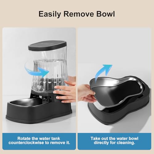 Automatic Dog Water Dispenser, Stainless Steel Bowls Feeder, 100% BPA-Free - color: Black, size: 2.1 Gallon
