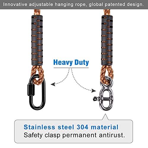 SELEWARE 6.5ft Tree Swing Rope, Adjustable Hammock Straps Hanging Kit - color: Brown-1 Pack, size: 6.5ft
