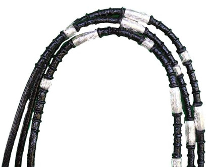 Pro Rider Horse Braided Leather Rawhide Romal Reins Silver Black Tack 6653