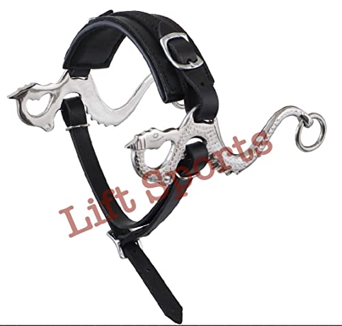 Black/Brown Dragon Style Hackamore Bitless Horse Bit English Western Adjustable Original Leather Bridle Equestrian Tack (Black)