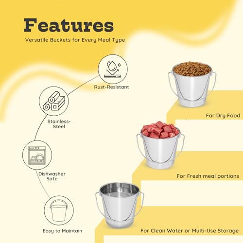 2Qt Round Stainless Steel Heavy Duty Dog Water Bucket, 2-Pack - size: 2 Quart (Pack of 2)