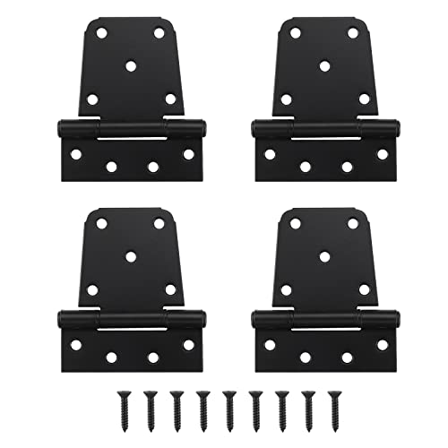 HOME MASTER HARDWARE 3-1/2" Heavy Duty Gate Hinges, 4 Pack T Hinge, Black | Thickened T Hinges for Fences, Shed Barn Door, Included Screws, 50LBS Capacity, No Noise, Steel - color: 4 Pack - Black