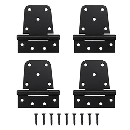 HOME MASTER HARDWARE 3-1/2" Heavy Duty Gate Hinges, 4 Pack T Hinge, Black | Thickened T Hinges for Fences, Shed Barn Door, Included Screws, 50LBS Capacity, No Noise, Steel - color: 4 Pack - Black