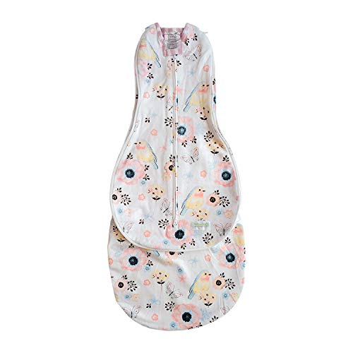 Woombie Grow with Me Baby Swaddle, Convertible Swaddle Fits 0-9 Months, Expands to Wearable Blanket Up to 18 Months, Birds & Stripes - color: Birds & Stripes, style: Grow With Me