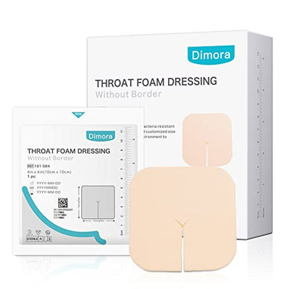 Dimora Fenestrated Foam Dressing, Non-Adhesive Tracheo Pads 4"x4" 10 Packs, Tracheostomy Supplies Hydrophilic Highly Absorbent Soft Wound Dressings, Secure Tubes and Absorb Leakage - size: 4“x4" 10 packs
