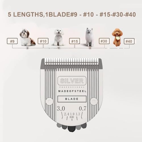 Adjustable Dog Grooming Blades Compatible with Wahl 5 in1 Blade - color: silver/3pcs