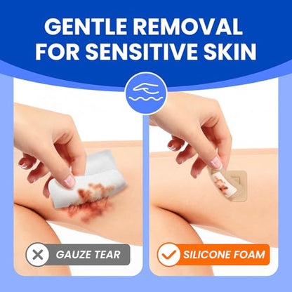 Large Waterproof Bandages 2x2 Silicone Foam Dressing Sensitive Skin, 20 PCS - style: 2"x2"(20PCS)