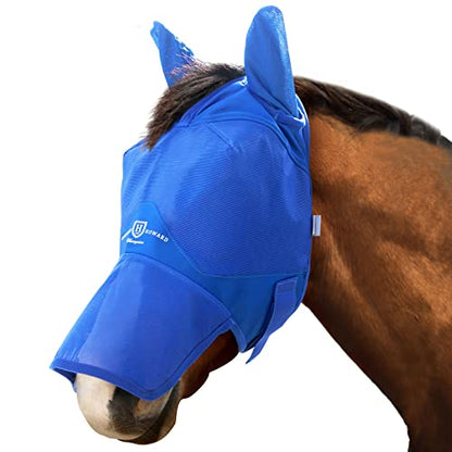 Harrison Howard Horse Fly Mask Long Nose with Ears Signature Blue Arabian Medium - color: Signature Blue, size: Medium (Arabian)