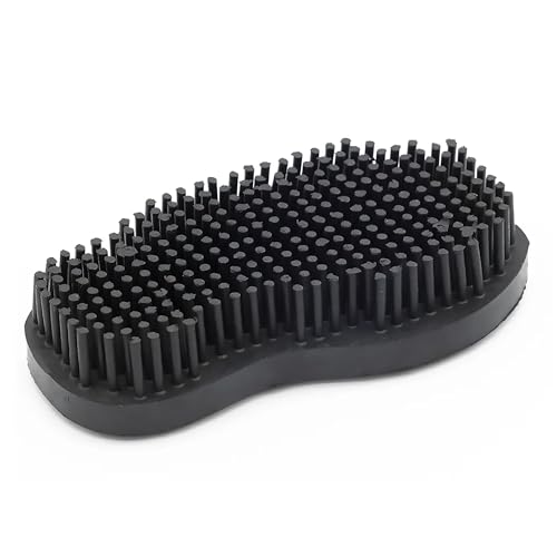 Grewal Equestrian Snuggy Groomer Soft Teeth Rubber Groomer Curry (Black) - color: Black