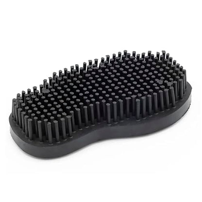 Grewal Equestrian Snuggy Groomer Soft Teeth Rubber Groomer Curry (Black) - color: Black