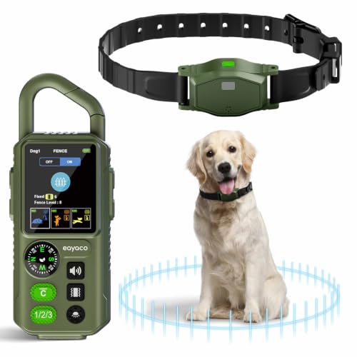Wireless Dog Fence - Portable Electric Dog Fence with Remote Training, Waterproof Perimeter Dog Collar Containment System, Adjustable 33–656FT for Yard, Camping & RV Travel (1 Collar)