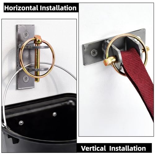 SOUJOY 6 Pcs Water Bucket Hook for Horse, Heavy Duty Metal Feed Bucket Hook with Pin, Wall Mounted Hangers for Horse Stalls Stable Barn Farmhouse Supplies