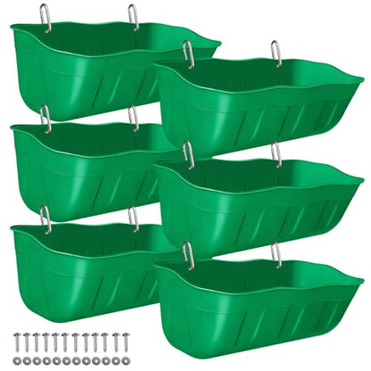 Hanging Chicken Feeders,Duck Feeder Waterer,Small Feed Trough 1.3 Quart 6 Pack,Hanging Fence Feed Trough for Poultry,Green - color: Green, size: 1.3 Quart (6 Pack)