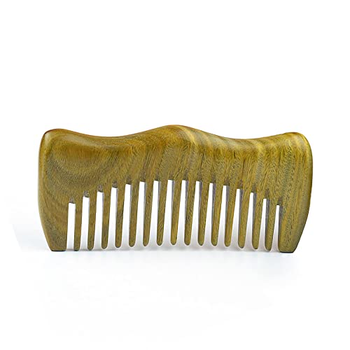 Green Sandalwood Wide Tooth Comb: Anti-Static Scalp Imperial Crown