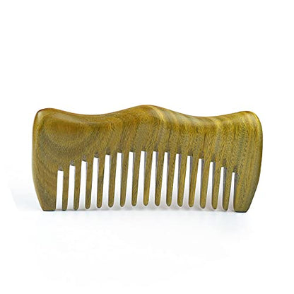 Green Sandalwood Wide Tooth Comb: Anti-Static Scalp Imperial Crown