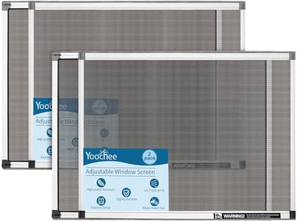 Expandable Window Screen, 2 Pack Adjustable Window Screen(18" H x 25" - 49" W) - Large Replacement Window Screens with Frame, Durable Replacement Screen for Window - size: 2 Packs【18" H x 25" - 49" W】