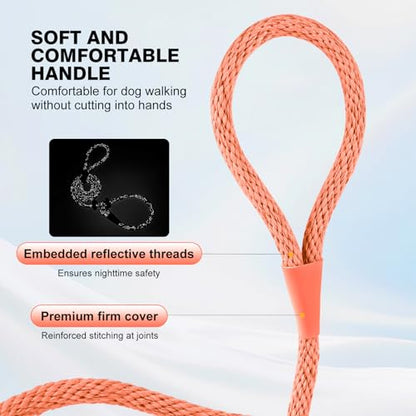 Lynxking Dog Leash Slip Lead Reflective Breathable Rope Comfortable Strong No Pull Slip On Pet Training Lead for Dogs (Pack of 2)