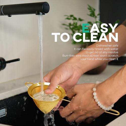 Homestia 2 Pcs Stainless Steel Fine Mesh Strainer, Tea Strainers, Gold - color: Gold, size: 2PCS