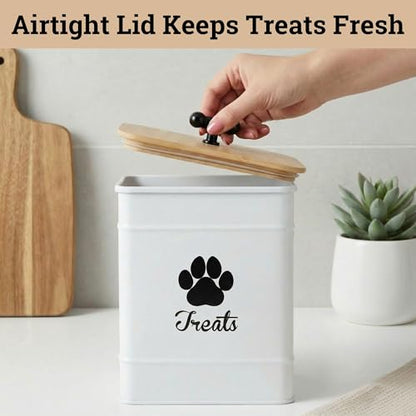 Dog Treat Container Airtight, 6"W x 8"H, Powder Coated, 12 Cup Capacity - color: White