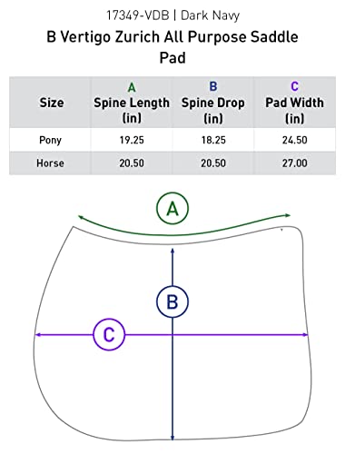 B Vertigo Zurich Quilted Quick-Dry Dust-Resistant All Purpose Saddle Pad - Dark Navy - Horse