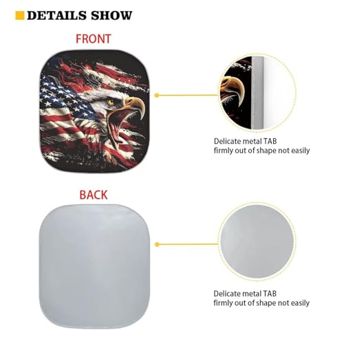 Car Windshield Sun Shade Foldable 2pcs Cool Eagle Ameican Flag Automotive Front Window Sunshade Protector Accessories for Car Truck SUV Auto Sun Heat and UV Rays Blocker - color: Cool Eagle Ameican Flag