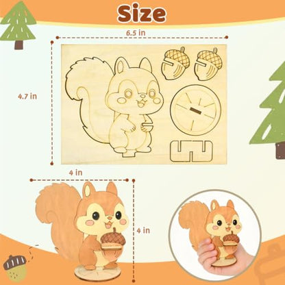 Vileafy 8 Pack Wooden Animal Painting Crafts for Kids Ages 4-8 | 8 Individual Party Favor with Paints & Brushes, DIY Build & Paint Arts and Crafts for Classroom, Birthday, Rainy Day Activity