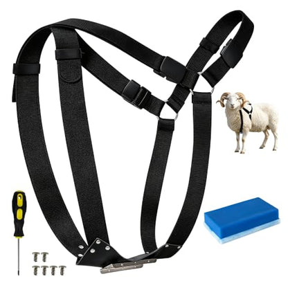 Ram Breeding Marking Harness &1 Marking Crayon for Goat Sheep,Blue | 1 Mating Crayon,Adjustable Nylon Strap,Quick-Release Buckle,Universal Fit | Rain-Resistant Marks,Livestock Management