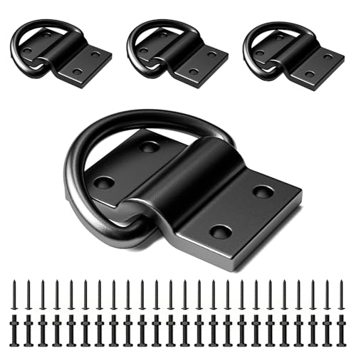 4PCS D Rings Heavy Duty Trailer Tie Down Anchor, Ultra Durable 6500LB Breaking Strength D Ring Tie Down for Truck Bed, Trailer, with Screws - size: 4 Pieces
