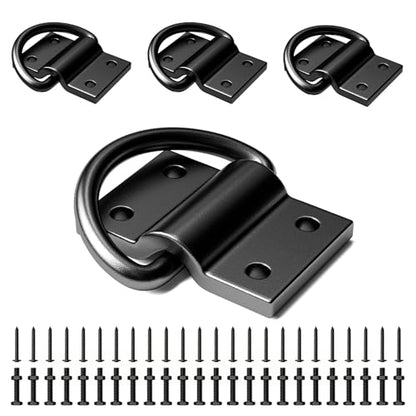 4PCS D Rings Heavy Duty Trailer Tie Down Anchor, Ultra Durable 6500LB Breaking Strength D Ring Tie Down for Truck Bed, Trailer, with Screws - size: 4 Pieces
