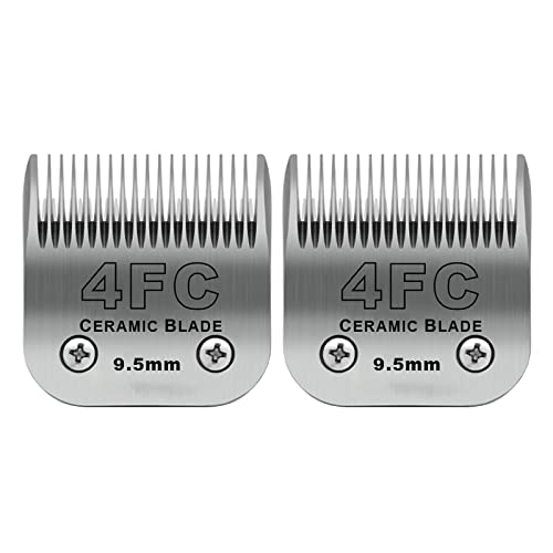 4FC Detachable Dog Blades Compatible with Andis/Oster A5 Grooming - color: Silver, size: 4FC 9.5mm (2 Pack)