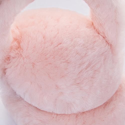 MaxW Wool Ear Muffs for Winter Women Men Fluffy Earmuffs Soft Cozy Ear Warmers Outdoor Ear Covers for Cold Weather - color: A-pink