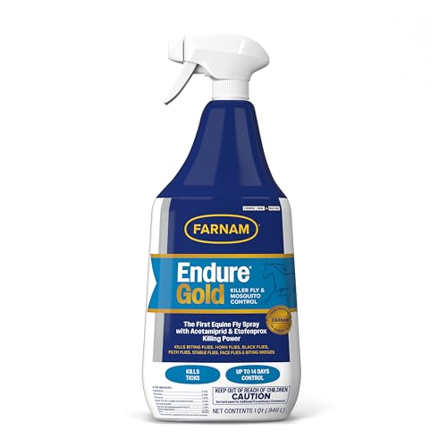 Farnam Endure Gold Killer Fly Spray for Horses, Kills Biting Flies, 32 oz - size: 1 Quart