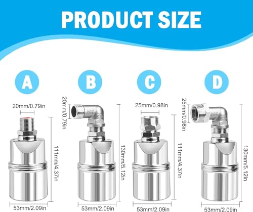 Long Water Float Valve, 304 Stainless, Auto Level Control, 1/2 & 3/4 in - color: 1 Pack, size: Long