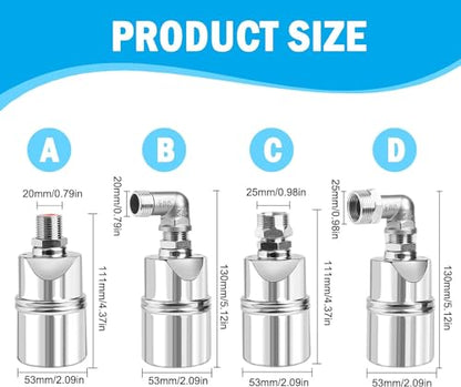 Long Water Float Valve, 304 Stainless, Auto Level Control, 1/2 & 3/4 in - color: 1 Pack, size: Long
