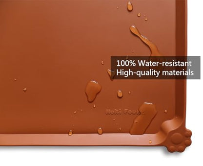 Hoki Found L Silicone Non Slip Pet Dog Cat Bowl Mats - Placemat - Feeding Mat - Waterproof - For Carpet - Caramel - color: Caramel, size: 22" x 14"