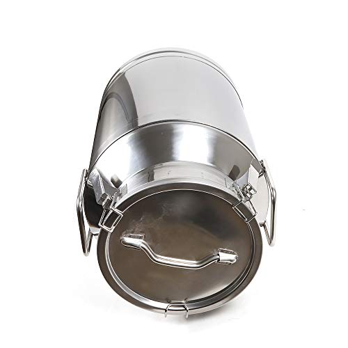 Milk Can Milk Bottle, 20/30/ 40/50/ 60L Stainless Steel Heavy Duty Milk Jug Wine Pail Bucket Square Liquid Container Storage with Embedded Silicone Sealed Lid for Home Restaurant Bar Silver (40L) - size: 40L