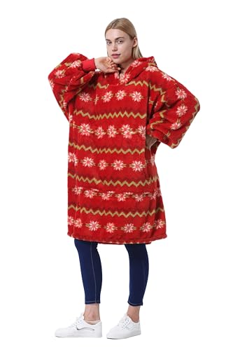 Catalonia Oversized Blanket Hoodie, Wearable Fleece Blanket Sweatshirt - color: Mistletoe / Plush