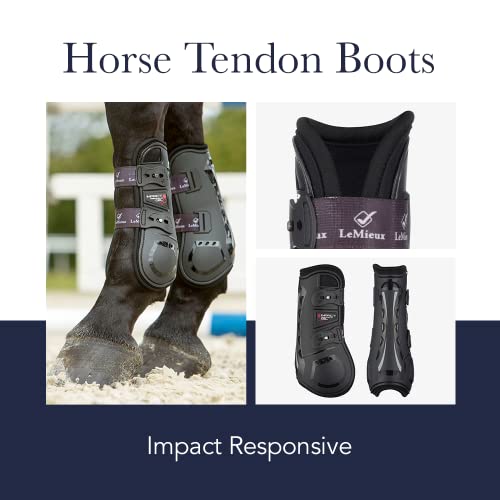 LeMieux Impact Responsive Horse Tendon Boots - Protective Gear and Training Equipment - Equine Boots, Wraps & Accessories - Tendon Protection and Support (Brown/Medium)