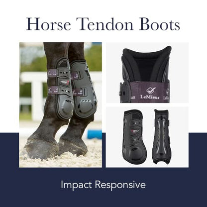 LeMieux Impact Responsive Horse Tendon Boots - Protective Gear and Training Equipment - Equine Boots, Wraps & Accessories - Tendon Protection and Support (Brown/Medium)