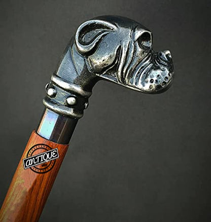 Brass Handle Victorian Telescope Foldable Wooden Walking Stick Cane Ideal Vintage Gift Men Women Father/Mother - style: Bulldog