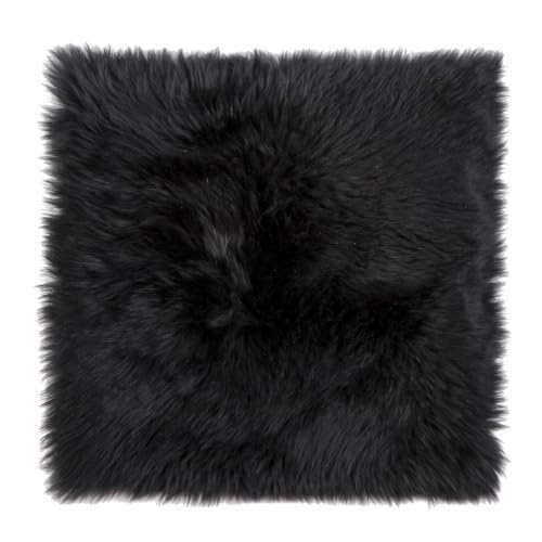 Natural Sheepskin Chair Pad, Non-Slip, Black, 1 Pack - color: Black, size: 1 Count (Pack of 1)