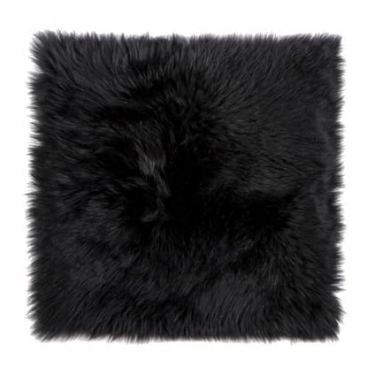 Natural Sheepskin Chair Pad, Non-Slip, Black, 1 Pack - color: Black, size: 1 Count (Pack of 1)