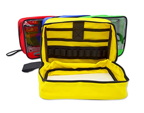 Lightning X Products Premium Color Coded Organizer First Aid Kit Accessory Pouches - Extra Large - Zippered Bag with Transparent Window - Set of 4 for EMT, Trauma, IFAK Medic Kits