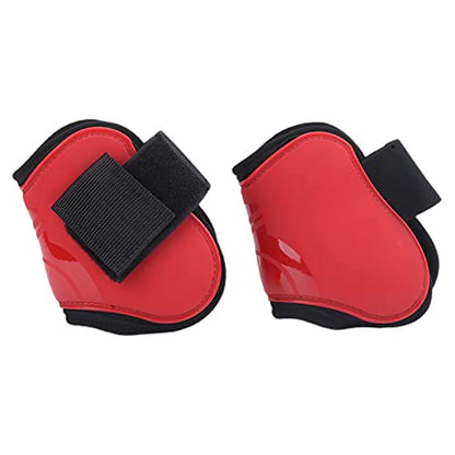Horse Tendon Boots for Riding and Jumping, PU Shell Protectors with Elastic Neoprene, Nylon Fastener, Red Front and Hind Boots to Prevent Leg Injuries - size: A pair of hind legs