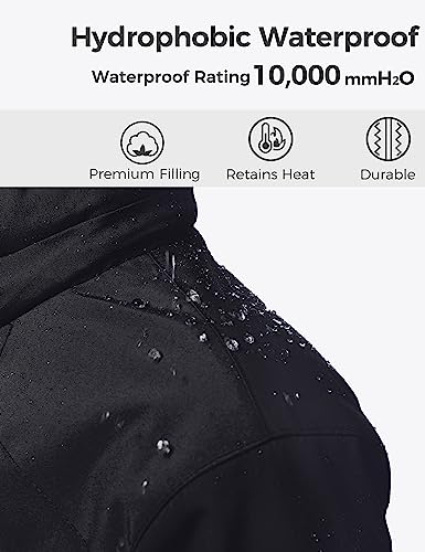 wantdo Boys' 3-in-1 Ski Jacket Fleece-Lined Winter Coat Hooded Raincoat - color: Black, size: 8