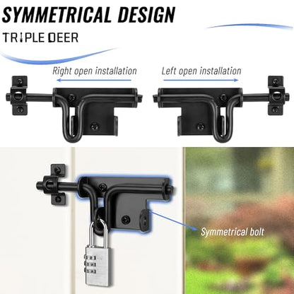 Slide Bolt Gate Latch, Heavy Duty Slide Latches with Padlock Hole, 2 Pack