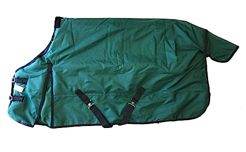 AJ Tack 1200D Waterproof Winter Horse Blanket with Storage Bag - 400g Heavyweight Turnout with Fleece Collar, Shoulder Gussets & Tail Flap - Green 74" - size: 74
