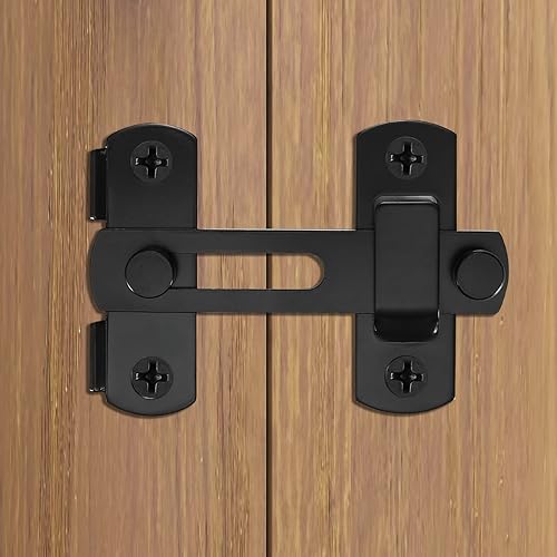 4 Pcs 180 Degree Flip Sliding Barn Door Lock Black Latch Bolt | Gate Pet Door Bathroom Garage Window Sliding Door Lock Buckle - size: 4INCH-4PCS