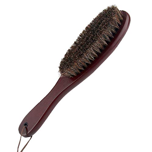 Clothes Brush Garment Brush Lint Remover Brush with Genuine Soft Horsehair and Wooden Handle for Coat Men Suits Shoes Jacket Furniture Car Mat and Pet Hair (1-Pack(Walnut Wood)) - size: 1 Count (Pack of 1)
